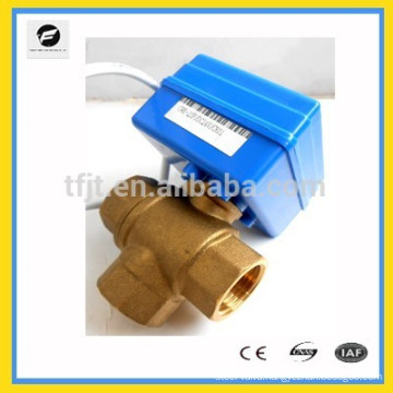 electric DC5V, 3-way actuator motor valve with DN15 and DN20 brass valves, T flow